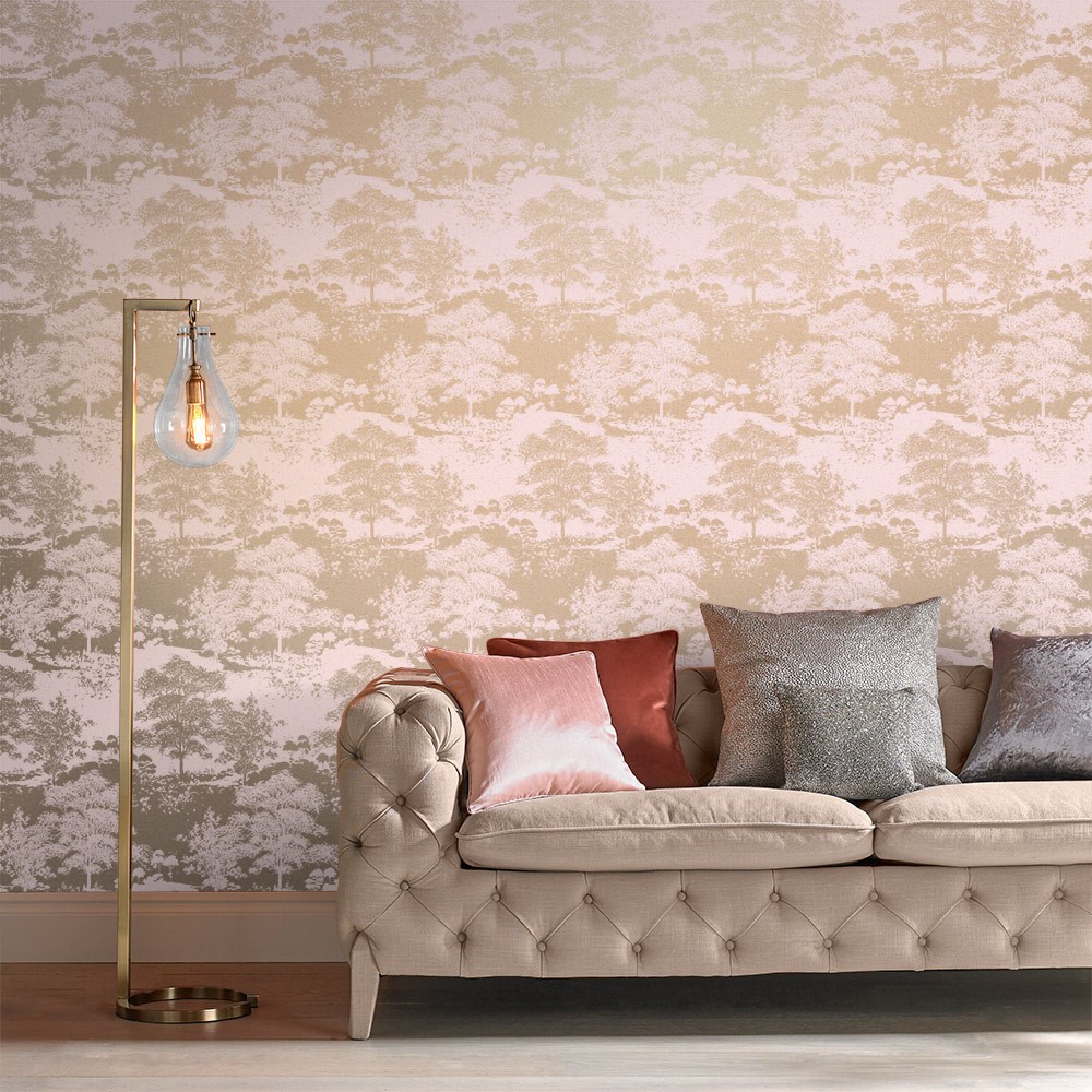 Meadow Rose Wallpaper 105229 by Graham & Brown in Pink Rose Gold